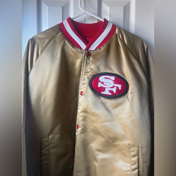 XXL Vintage Gold San Francisco 49ers Chalk Line Starter Style Satin Jacket - Picture 3 of 3